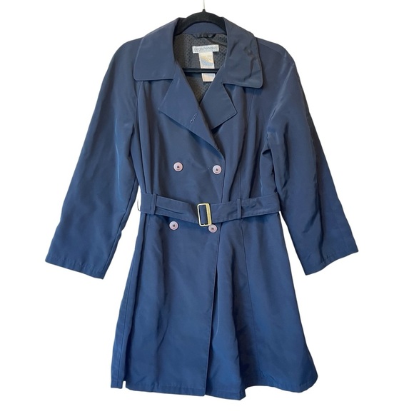 Emporio Armani Womens trench coat 6 US 42 Italy Navy blue Belted Double breasted